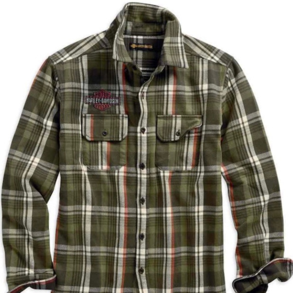 Harley-Davidson Men's Flannel Plaid Slim Fit Shirt